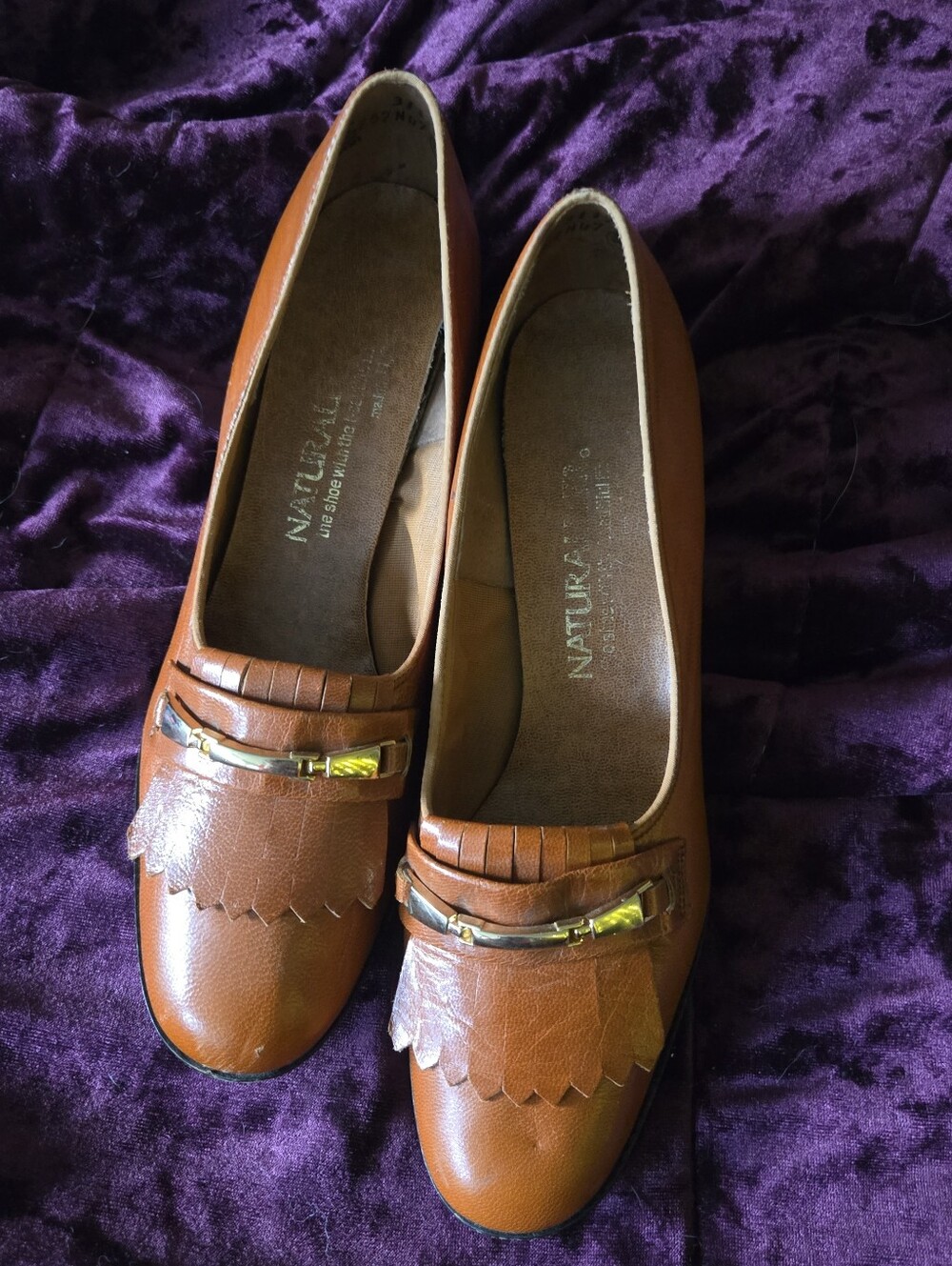 Vintage 80s 90s Brown Naturalizer Kilty Block Heel Loafers 7.5